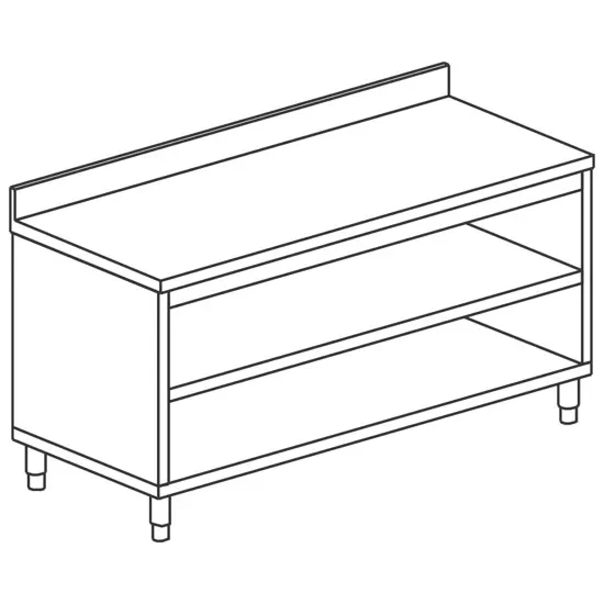 Table armoire neutre inox ouverte avec dosseret 1800x700 mm Livraison Express