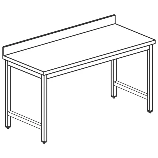 Table de travail inox adossée sans étagère - 1300x600 mm Prix Bas