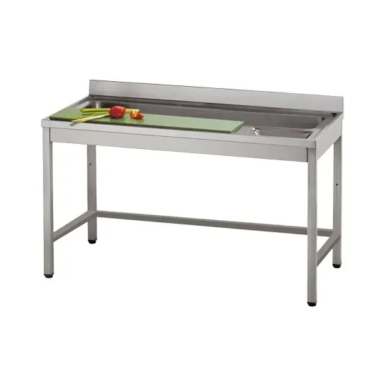 Table de préparation inox avec planche à découper et bac format 1400 x 700 x 860 mm Nouveauté