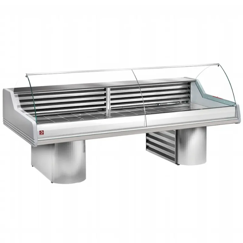 Comptoir vitrine réfrigérée vitre bombée sur socle saigon plus bandeau gris gaz r290 3000x1195xh1175 Meilleur Choix