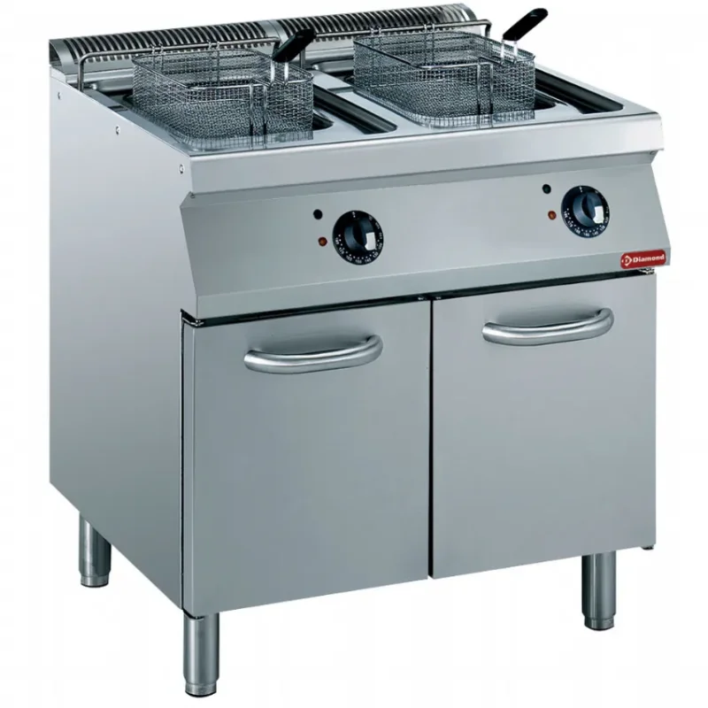 Haute Qualité Friteuse professionnelle electrique cuve en y 2x15 litres sur armoire