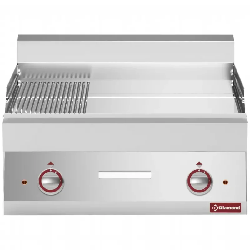 Plaque cuisson e litres 2/3 lisse 1/3 rainurée chrome a poser Livraison Gratuite