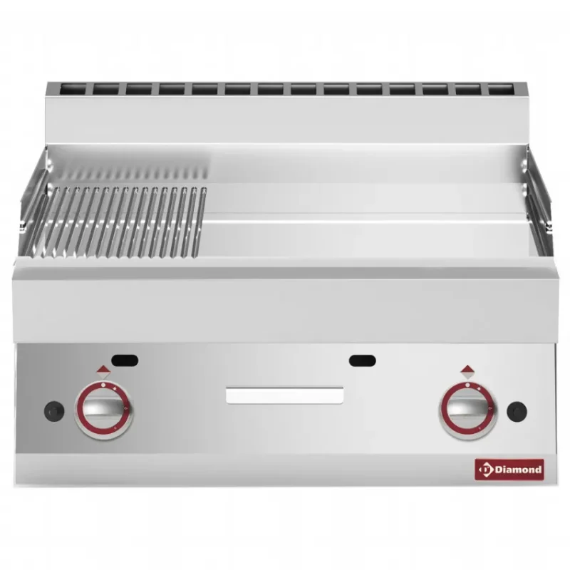 Plaque de cuisson gaz 2/3 lisse - 1/3 rainurée -top- chrome dur "50 µm" Livraison Express