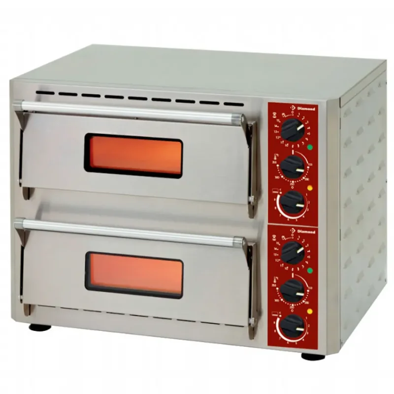 Four électrique pizza, 2 chambres 3 + 3 kw pizza quick fours a pizzas de fabrication roller grill table top Commander Vite
