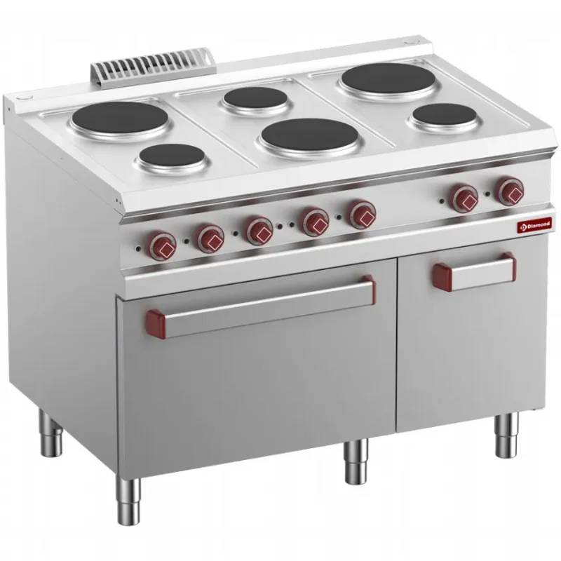 Fourneau 6 plaques rondes four gn 2/1 et grill électrique armoire neutre gn 1/1 Solde