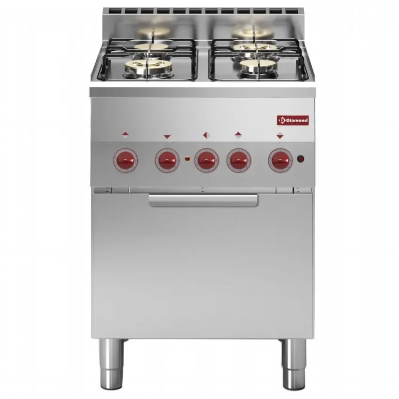 Fourneau 4 feux gaz + four convection électrique gn 2/3 Expédition Rapide