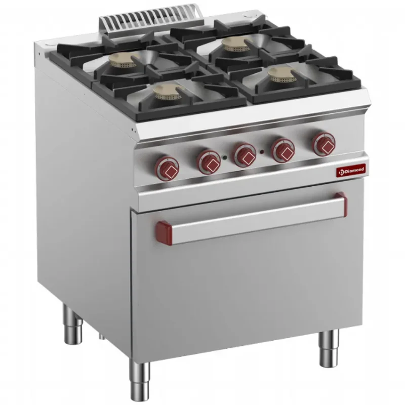 Meilleur Prix Fourneau 4 feux gaz + four gn 2/1 + grill électrique