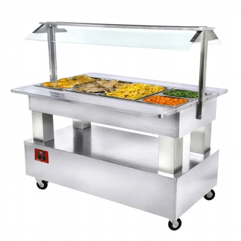 Buffet chauffant bain-marie 4 x1/1 hauteur 150 bois blanc chauffants bain-marie 1440x660(950)xh1370 Petit Prix