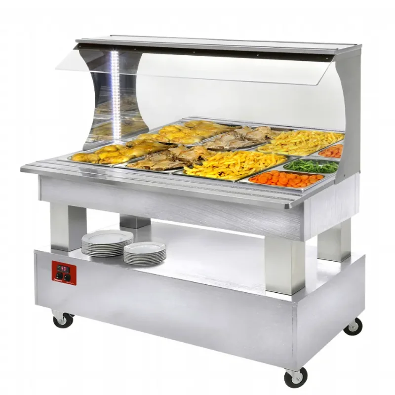 Achetez Aujourd’hui Buffet chauffant mural bain-marie 4 x1/1 hauteur 150 bois blanc chauffants bain-marie 1040(1495)x690(855)xh1405