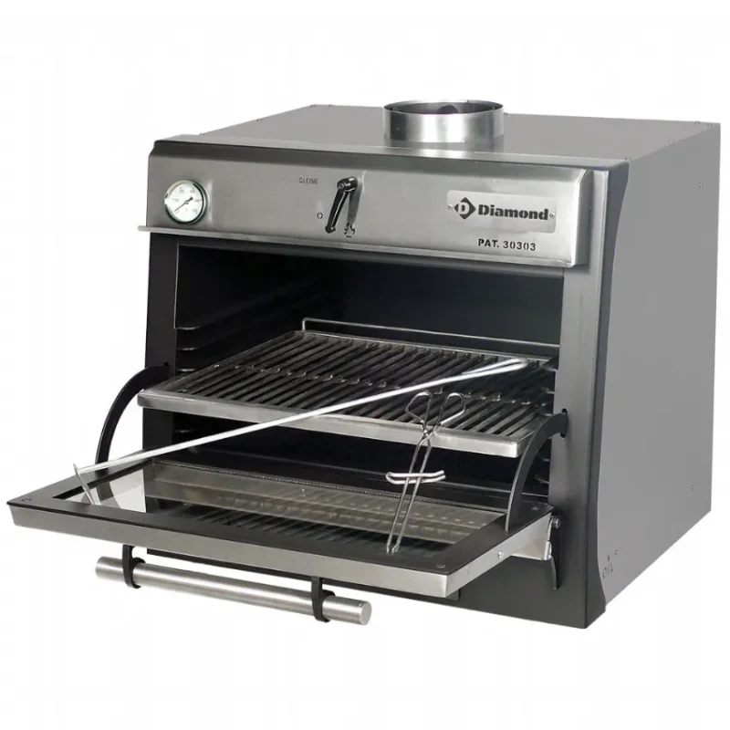 Four-barbecue à charbon, gn 1/1 (60 kg/h) couleur inox Nouvelle Collection