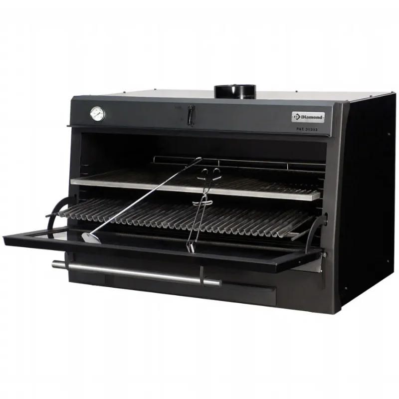 Commande En Gros Four-barbecue à charbon, gn 2/1 + gn 1/1 (150 kg/h) couleur noir