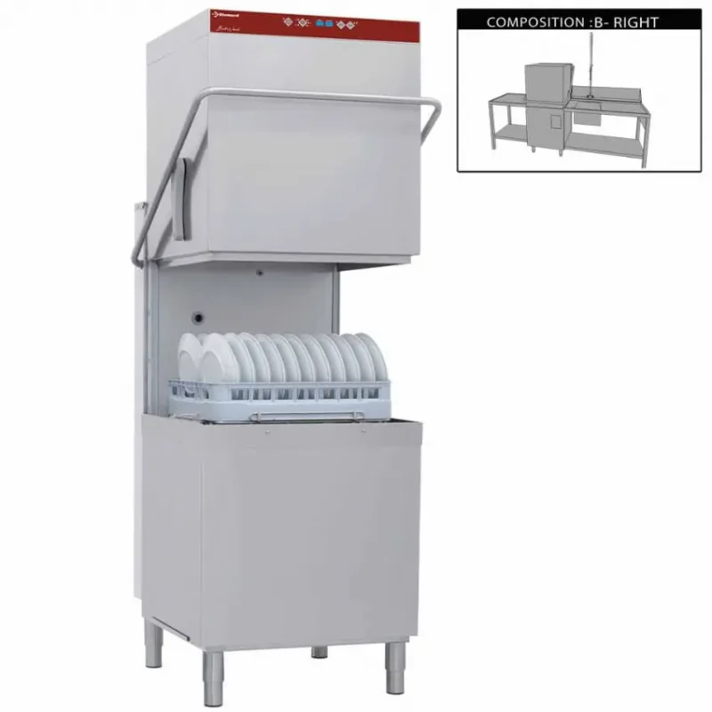 Pack lave vaisselle a capot et batteries : table de sortie et table de prelavage avec douchette droite Must-Have