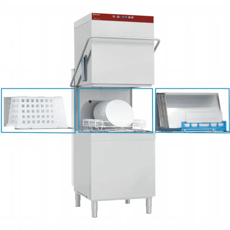 Vente Directe Lave vaisselle professionnel electrique a capot panier 600x500mm avec adoucisseur active wash crossover double parois