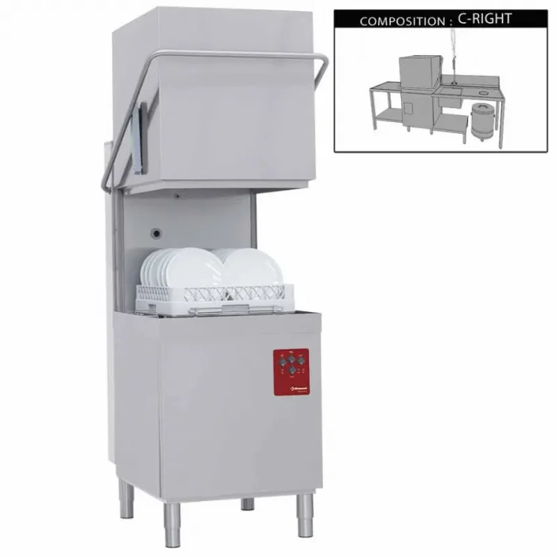 Pack lave vaisselle a capot pro best wash : table de prelavage avec vide dechets droite avec douchette, table de sortie Soldes
