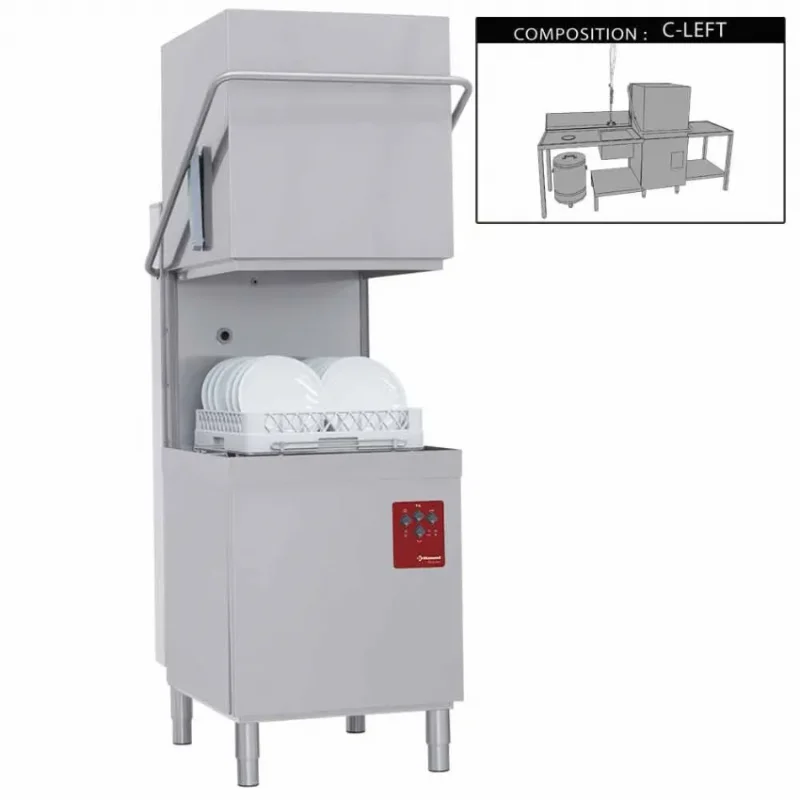 Pack lave vaisselle a capot pro best wash : table de prelavage avec vide dechets gauche avec douchette, table de sortie Commande En Gros