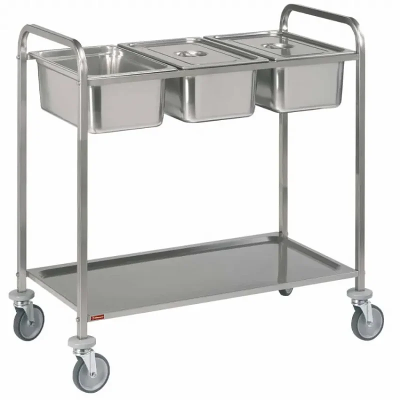 Meilleur Choix Chariot de service inox 3 x gn 1/1 + 1 niveaux dressage et débarrassage