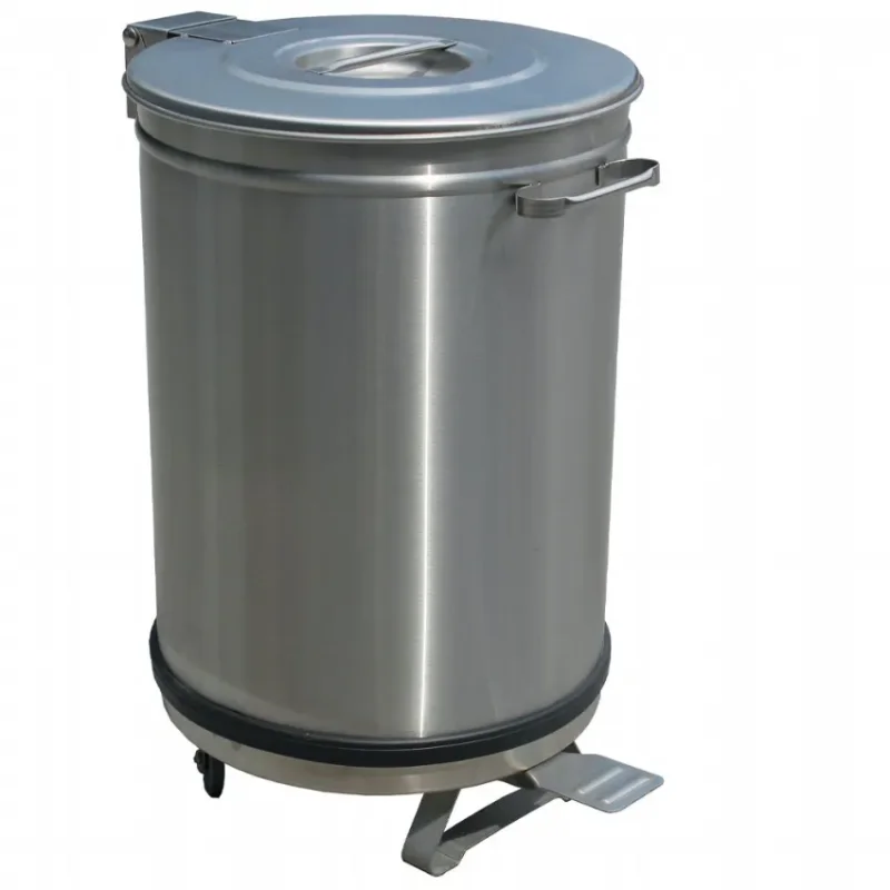 Prix Bas Poubelle etanche inox 50 litres avec roues avec pedale diametre390xh615