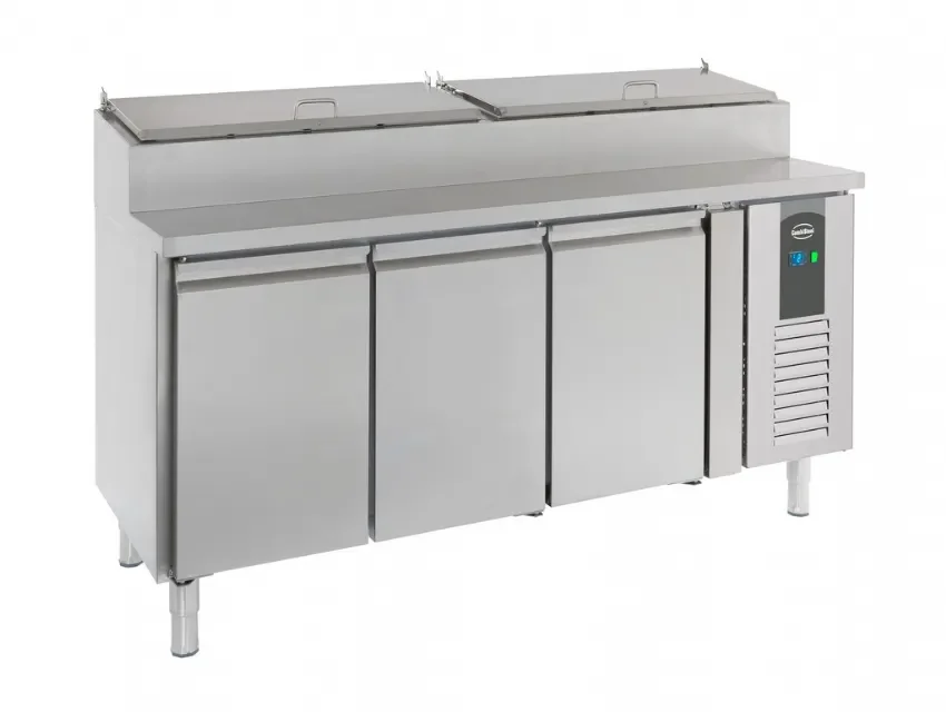 Produit De Marque Saladette table de préparation inox réfrigérée 3 portes 8x1/3 gn