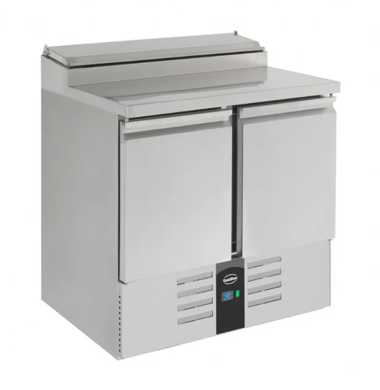 Saladette de préparation réfrigérée 2 portes 5x1/6 gn capot et plan de travail inox Promotion Saisonnière