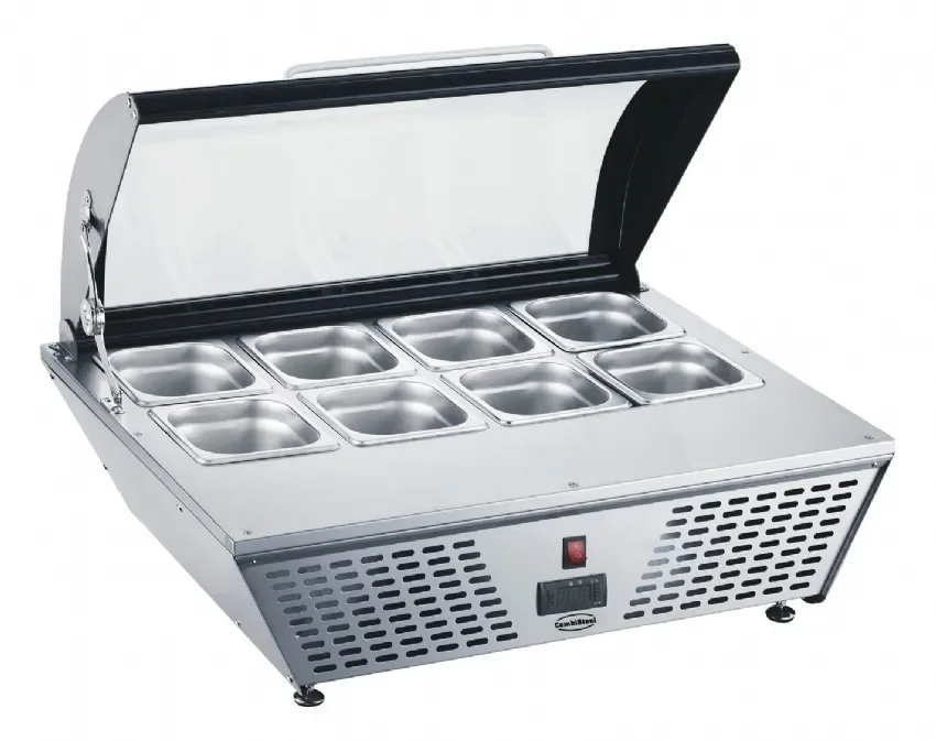 Prix Réduit Présentoir mobile froid réfrigérée a poser 67l 8x 1/6 gn