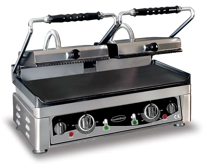 Réduction Appareil a panini double professionnel surface rainurée et lisse 3,5kw 510*500