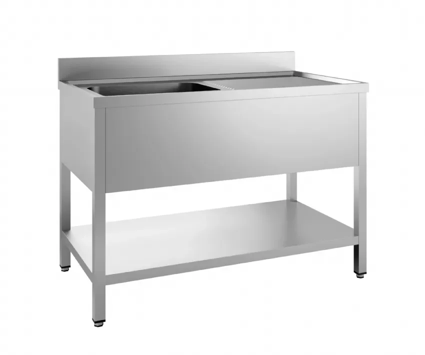 Plonge inox 700 avec étagère bloc évier x 1 à gauche 1200 Expédition Rapide