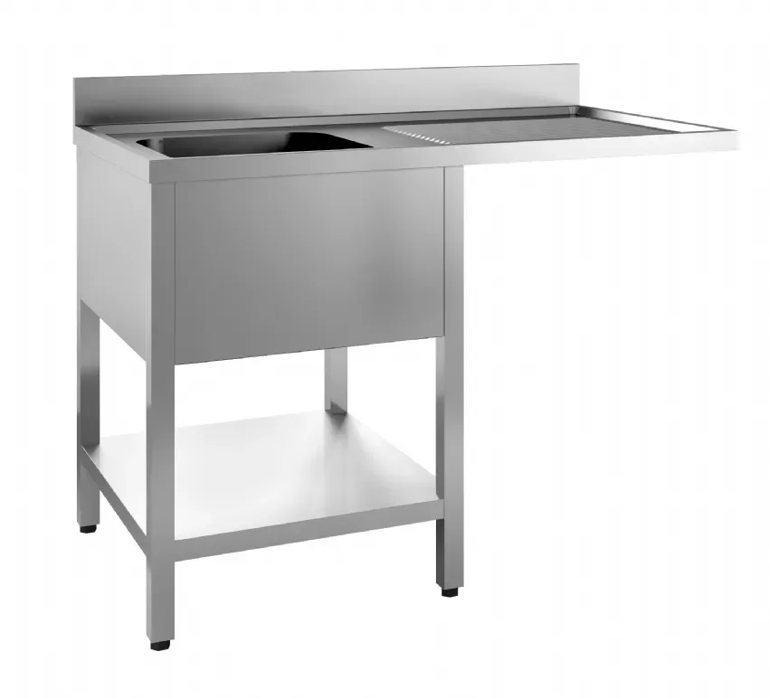 Nouvelle Collection Plonge passage lave vaisselle inox 700 avec étagère bloc évier 1 à gauche 1200