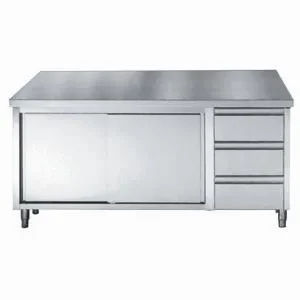 Meuble bas inox inox 700 portes coulissantes et tiroirs longueur 1800 Achat Immédiat