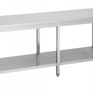 Vente Directe Table inox pro 600 avec étagère longueur 2500