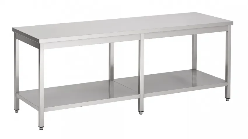 Table inox pro 800 avec étagère longueur 2100 Haute Qualité