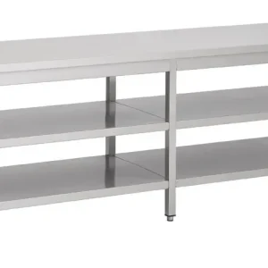 Vente Directe Table travail inox 700 avec 2 étagères longueur 2300