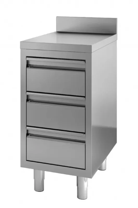Certifié Table de travail inox compact avec tiroirs dosseret 400x700