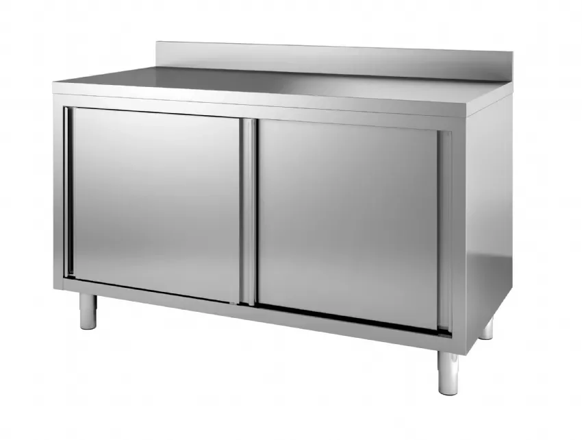 Offre Spéciale Meuble bas inox 700 portes coulissantes bord relevé longueur 1600