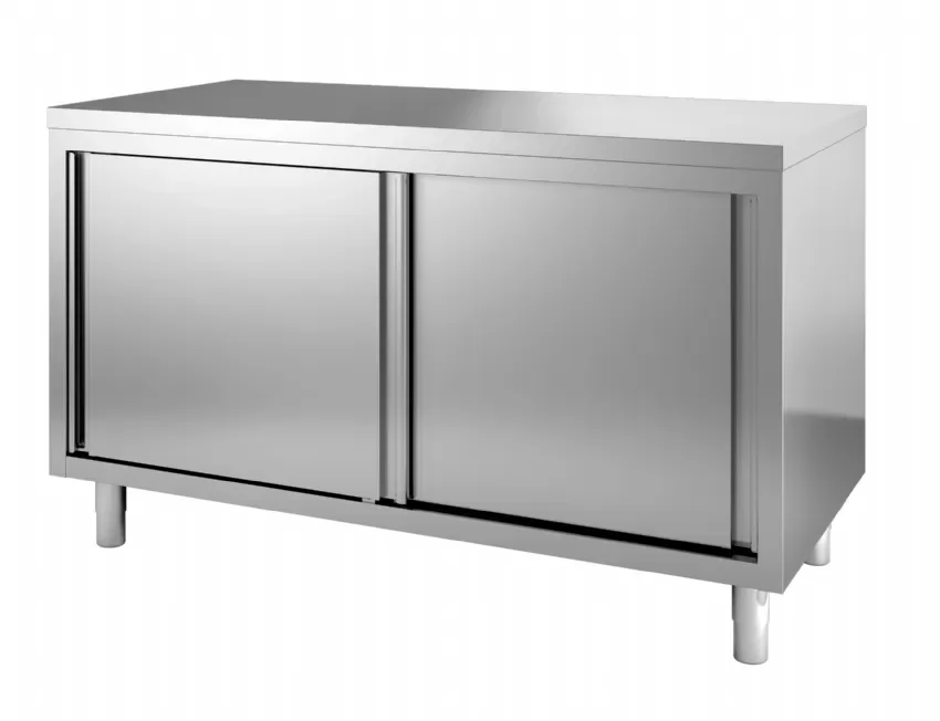 Meuble bas de travail inox 800 portes coulissantes longueur 1700 Bon Plan