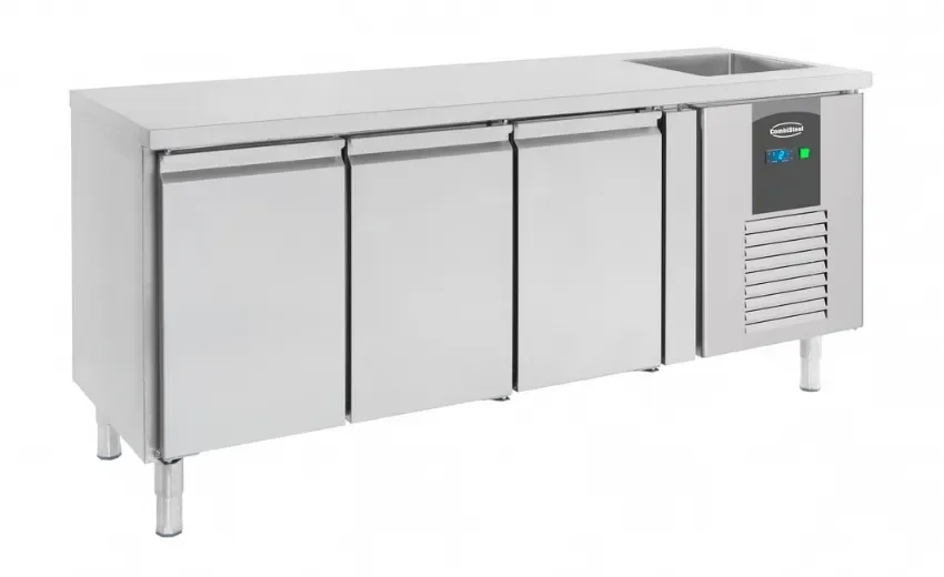 Table réfrigérée avec plonge 3 portes ventilé Authentique