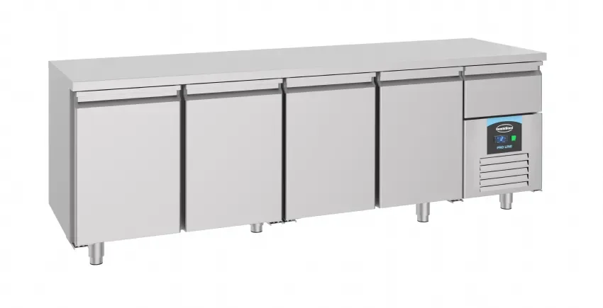 Satisfait Ou Remboursé Table réfrigérée 4 portes avec tiroir réfrigérée profondeur 700 pro line