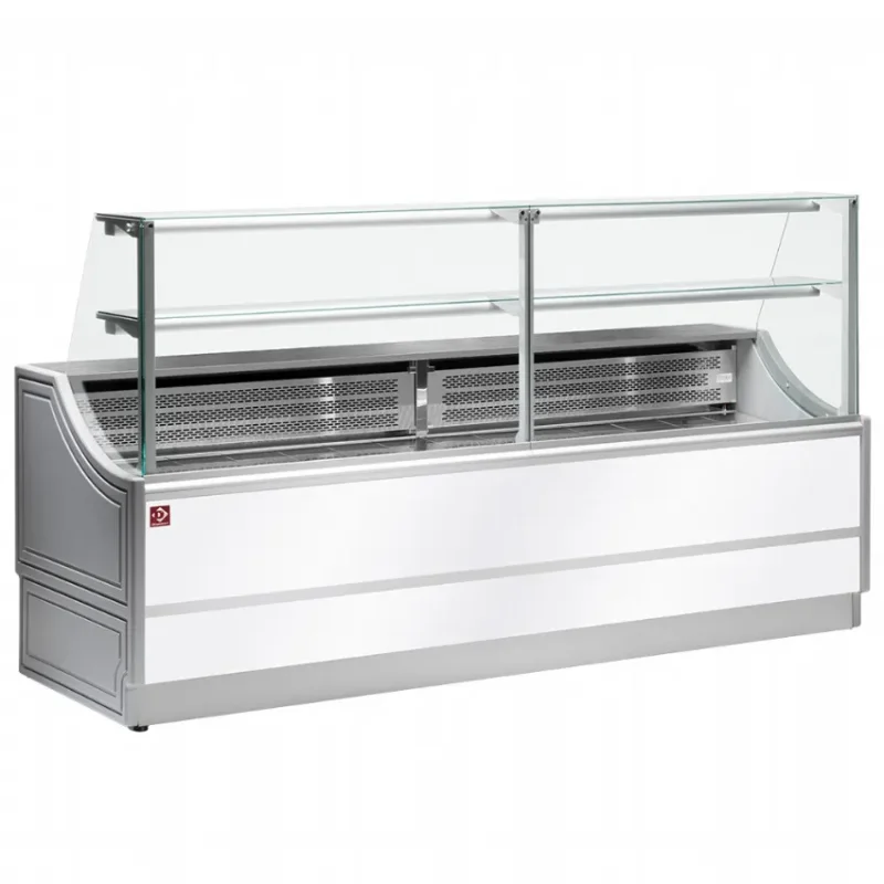 Haute Qualité Comptoir vitrine réfrigère avec réserve orléans plus bandeau blanc gaz r290 1500x810xh1350