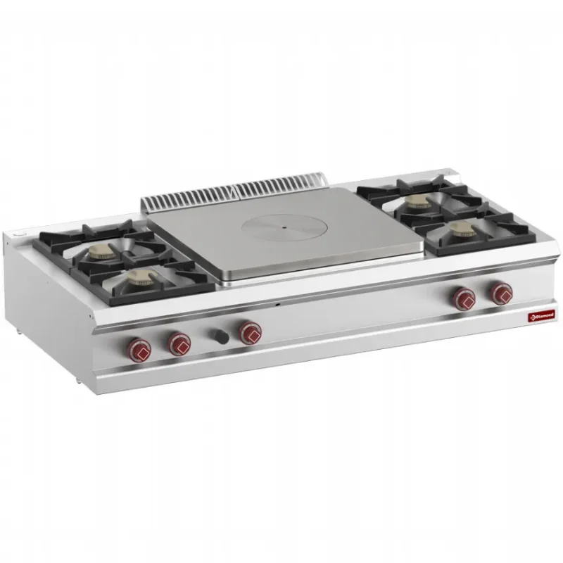 Soldes Cuisinière 4feux 2 gauche + 2droit + plaque coup feu gaz - 1500x700(730)xh250/320 mm