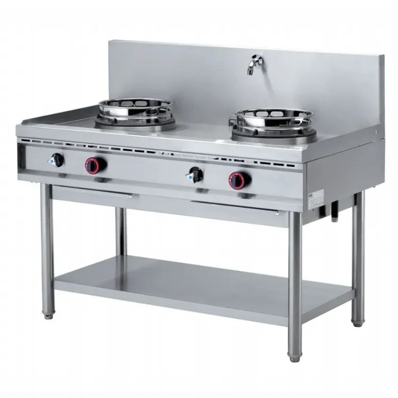 Prix Promo Fourneau wok gaz 2 feux - 2 x 15 kw