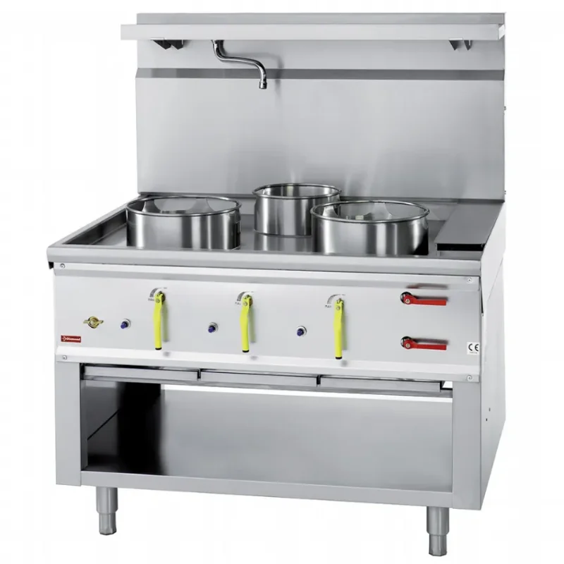 Fourneau wok 3 bruleurs, avec rideau d'eau Solde