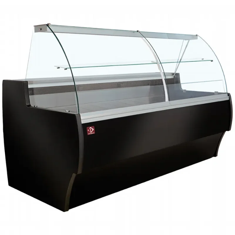 Affaire À Saisir Comptoir vitrine réfrigéré noir ventilé avec vitre bombée au gaz r290 - 1500x1000x1300 mm