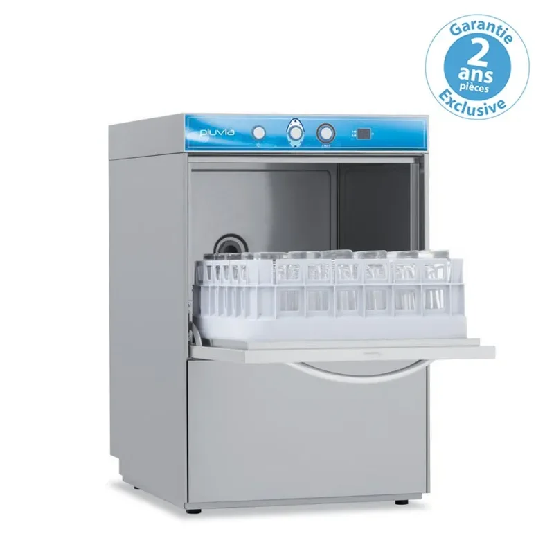 Lave verres avec affichage digital panier 400 x 400 mm - avec adoucisseur pluvia Expédition Rapide