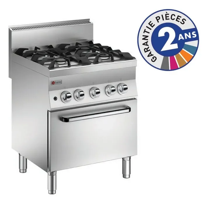 Offre Exclusive Fourneau professionnel 4 feux vifs gaz sur four pro électrique gamme 650 baron types de chaleur chaleur statique