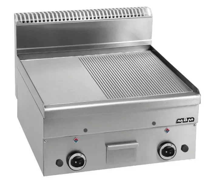 Commander Vite Plaque a snacker grillade fry-a poser a gaz moitié plaque lisse - moitié plaque rayee chromee minima 600 mbm