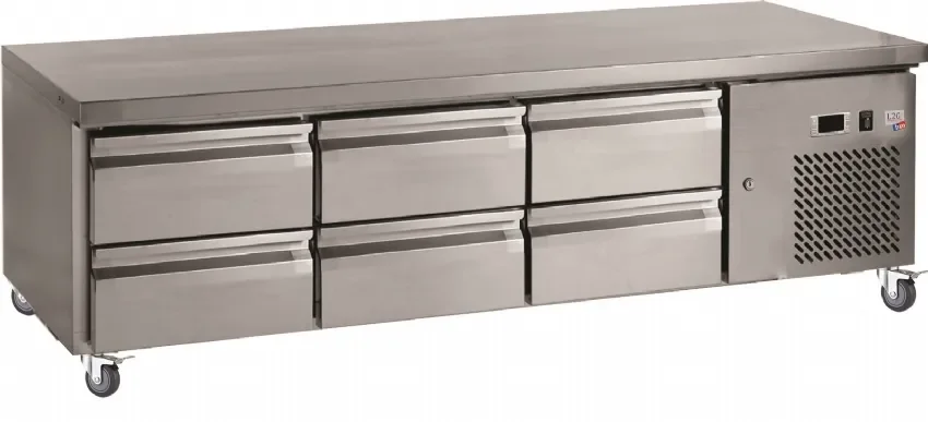 Offre Du Jour Soubassement réfrigéré -2/+8°c avec 3x2 tiroirs gn 1/2 - 255 litres