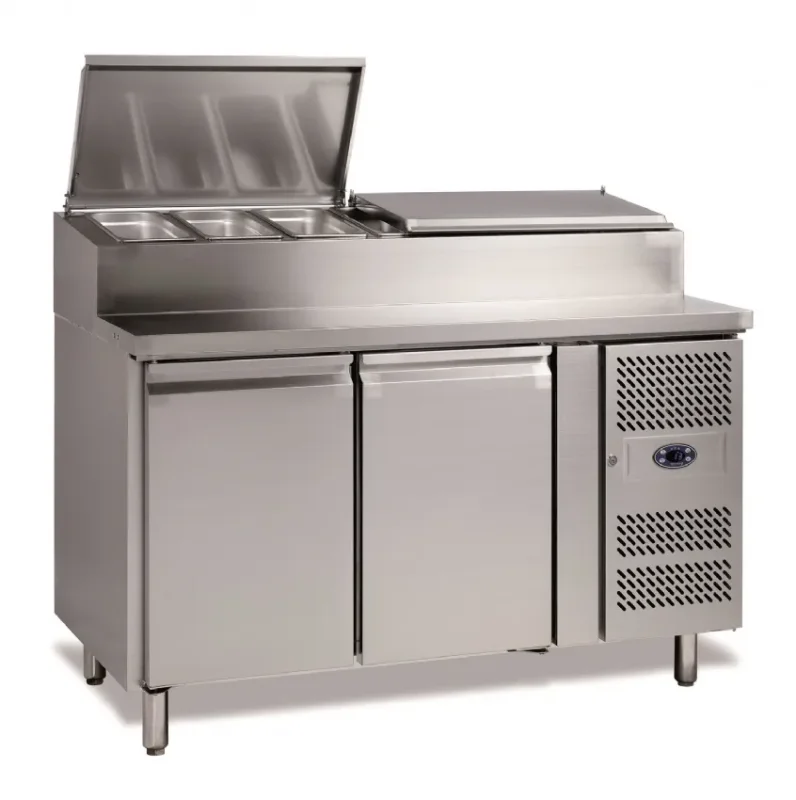 Table à pizza sandwiches réfrigérée +2/+8°c avec 2 portes 400x600 mm - 390 litres Expédition Rapide