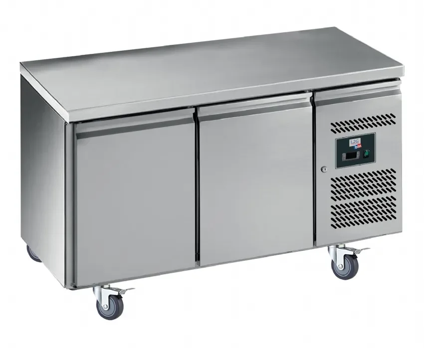 Tour réfrigérée inox centrale -2/+8°c avec 2 portes dessus inox - 428 litres Achat Immédiat