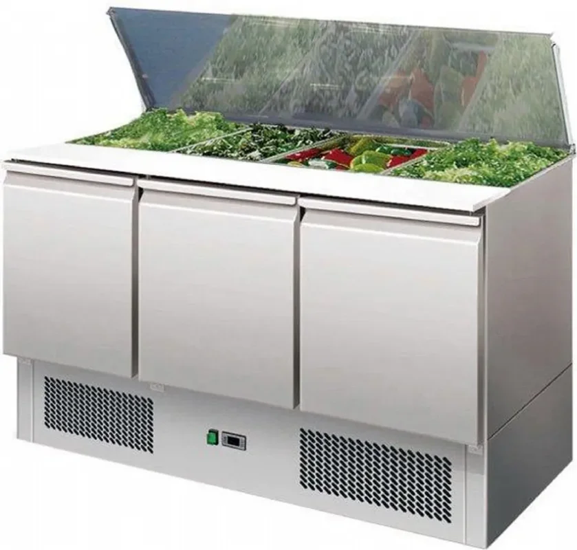 Saladette réfrigérée inox couvercle télescopique avec 3 portes +2/+8°c Remise