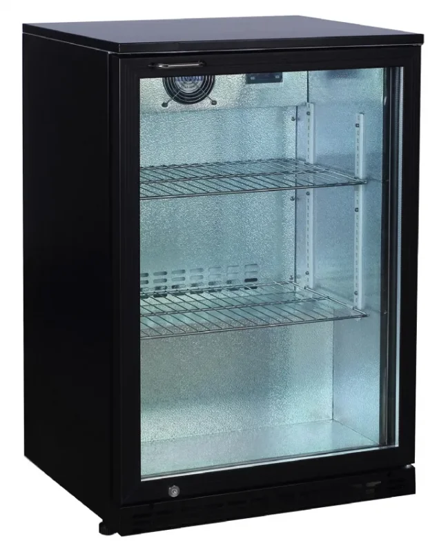 Retour Gratuit Arrière de bar réfrigère 0/+8°c avec 1 porte battantes vitrées - 138 litres
