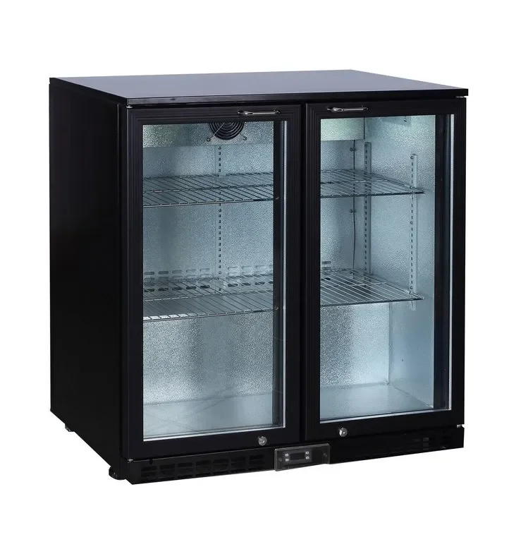 Retour Gratuit Arrière de bar réfrigère 0/+8°c avec 2 portes battantes vitrées - 208 litres